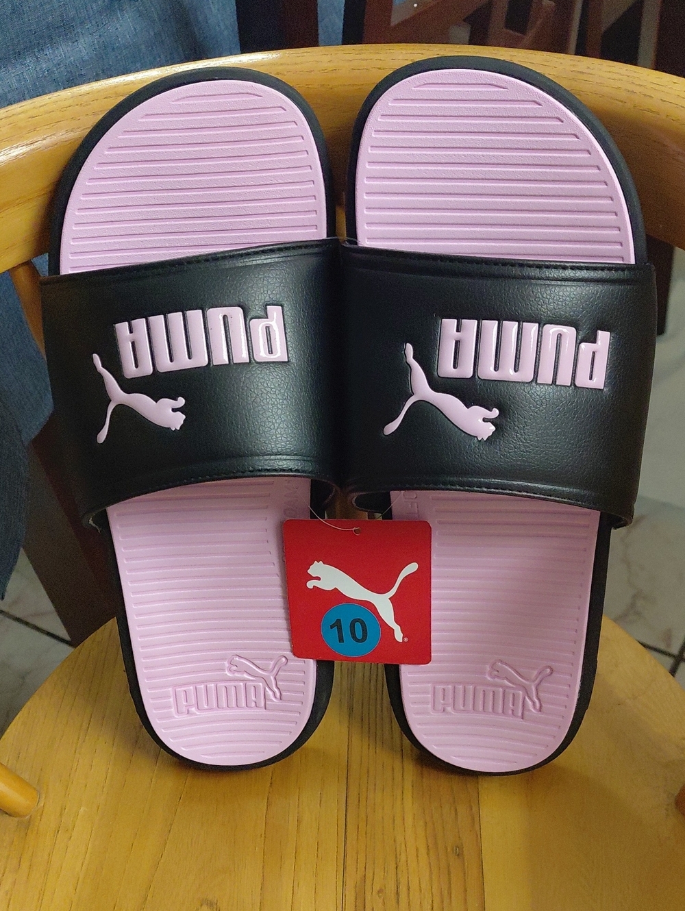 Brand New Women's Puma Black & Pink Slide Sandals
